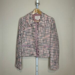 Gal Meets Glam Pink and Black Tweed Blazer